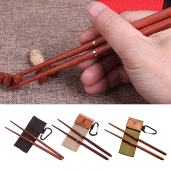 1 Чифт Повдигащи кемпинговых сгъване пръчици за хранене за еднократна употреба с чанта за носене Изображение