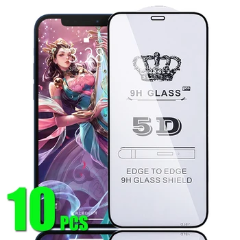 10шт 5D Пълно Покритие От Закалено Стъкло 9H Premium Film Screen Protetcor За iPhone 15 Pro Max 14 Plus 13 Mini 12 11 XR XS X 8 7 SE Изображение