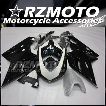4 подаръка Нов комплект обтекателей за мотоциклет от ABS-пластмаса, подходящ за DUCATI 848 1098 и 1198, комплект за тяло, бял, черен Изображение
