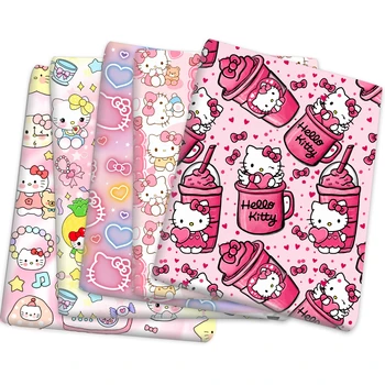 50 * 145 см Sanrio Hello Kitty Melody Cinnamoroll / Полиестер Памучен плат с принтом за домашен текстил ръчна изработка, рокля възглавници, Дрехи Изображение