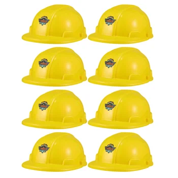 8 Бр., Инструментална шапка, качулка за деца, жълти строителни играчки, детска пластмасова играчка, работни строителни шапки, шапки Изображение