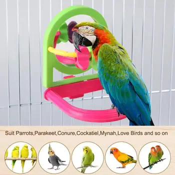 Bird ' s Огледало, играчки за домашни любимци, Огледало, Забавна играчка за Папагали-Попугаек, Малки Птици, Птичи Огледало За клетки, Удобни Аксесоари за повдигане на жердочку Изображение