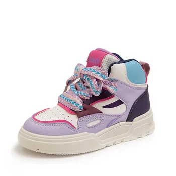 CUZULLAA/Детска Есента на Спортни обувки в стил Мозайка за момичета; Модни Маратонки За деца; Обувки на плоска подметка с шнур За момчета; Размери 26-37 Изображение