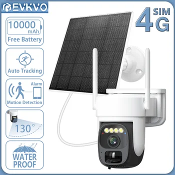 EVKVO 5MP 4G СИМ-карта на Слънчевата Камера Вградена Батерия PIR Откриване на Движение Безжична Система за Сигурност на Външното Наблюдение на PTZ Камера, WIFI Изображение
