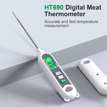 HABOTEST Цифров LCD термометър за месо с миг за отчитане на готвене, печене на хляб, Готвене на скара на дървени въглища, барбекю, Кухненски термометър Изображение