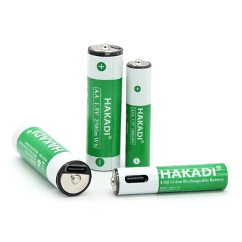 HAKADI Акумулаторни Литиеви батерии от 1,5 ААА 1200 МВтч, AA 2500 МВтч, 4 бр. + 1 линия Type-C комплект За играчки-мишки, с дистанционно управление Изображение