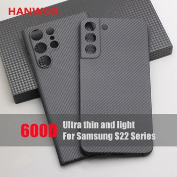 HANWOR 600D ултра тънък Калъф за телефон от Въглеродни влакна Samsung Galaxy S22 Ultra Premium от Арамидни влакна Galaxy S22 Ultra Cover Cases Изображение