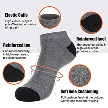 Абсорбиращи потта чорапи с дълбоко деколте, Мъжки чорапи за екипажа, дишащи против хлъзгане чорапи за джогинг, 12 чифта меки, подходящи по цвят чорапи унисекс с дълбоко деколте Изображение