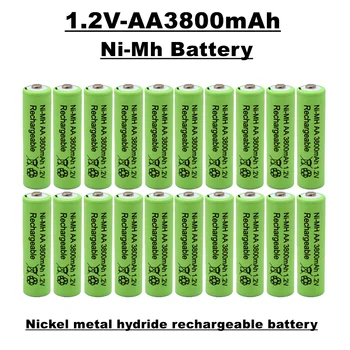 Акумулаторна батерия тип АА, 1.2, 3800 mah, ni-металлогидридный батерия, подходяща за дистанционни управления, играчки, часовници, радиостанции и т.н Изображение
