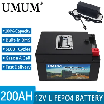 Батерия LiFePO4 12V 200Ah Вграден в BMS Блок литиево-железен фосфат елементи За подмяна на по-голямата част резервно копие на източник за домашно съхранение на енергия Изображение
