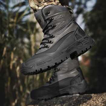 Градинска военна туризъм обувки с висок берцем, мъжки висококачествени тактически удобни маратонки, Мъжки нескользящие работни обувки за пустинята Изображение