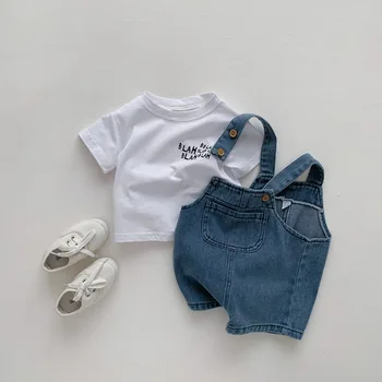 Детска корейската версия на пролетно-летния нов сесии Baby trend с джинсовыми лямками за момчета и момичета, детски комплект ежедневните шорти Изображение