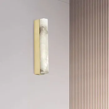 Дълъг Мрамор, с монтиран на стената лампа в китайски стил, на фона на всекидневна, модерен минималистичен led лампа за пътека, Нощно шкафче за спалня, вътрешно осветление Изображение