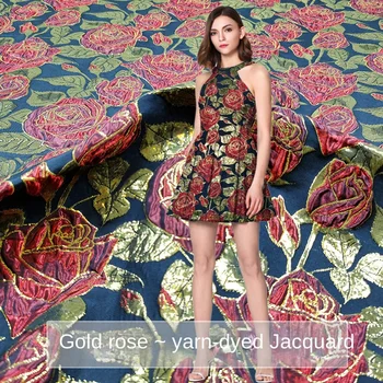 Жаккардовая плат Golden Rose за шивашки висококачествени рокли и ветровок Изображение