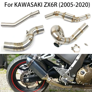 За KAWASAKI ZX6R 2004 2005-2020 Модифицирано Обновяване на ауспуха на Мотоциклета на Средно Ниво от Неръждаема Стомана Без Закопчалка за Мотокрос Изображение