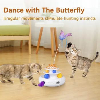 За играчките-пеперуди за коте на закрито, Въртящи се Автоматични игра Закачка за котки, Интерактивни играчки за котки, електрическа играчка-пеперуда Изображение