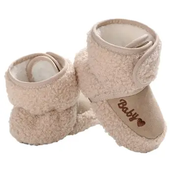 Зимна топла руното обувки за бебета, нескользящие и износоустойчивост Унисекс обувки за новородено, удобни обувки за разходка с мека подметка За Изображение