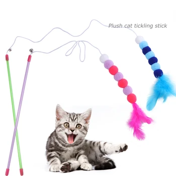 Играчка за домашни любимци, интерактивна дразнящая котешка пръчка За облекчаване на скука, дълга дръжка с камбана, Дразнящая котешка пръчка, аксесоари за котки, играчки за котки Изображение