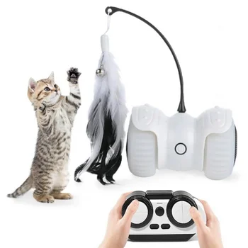 Интелигентна Електронна играчка за котки, Интерактивен автоматично минава led с топка и дръжка, перо, Интелигентен дистанционно управление, Стоки за домашни любимци Изображение