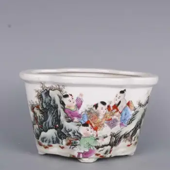 Китайски саксия от порцелан Jingdezhen Famille Rose, детски дизайн, 8,0 см Изображение