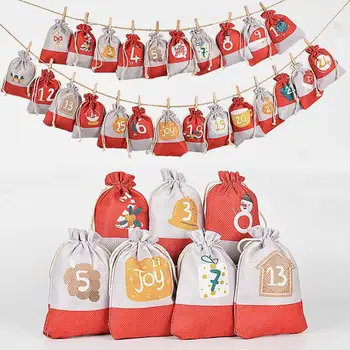 Коледна чанта-календар с различен дизайн, чанта-календар с обратното броене до Коледа, Празнични подаръци пакети на съвсем малък 