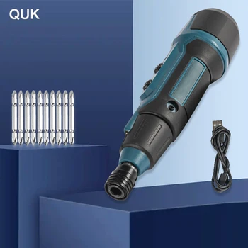 Комплекти за Електрически отвертки QUK 3,6 НА литиева батерия с подсветка, Безжична Бормашина-на винт пистолет, Мини-инструмент за демонтаж и ремонт на електрически инструменти за дома Изображение