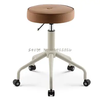 Коса фризьорски стол табуретка въртяща се ролка ролка козметичен стол голям работен стол салон на грим, маникюр, кръгла табуретка Изображение