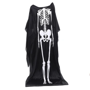 Костюм на Скелет-Призрак, Страшен костюм за Хелоуин, Наметало с черепа, Халат за баня, Демон, облечи за Хелоуин, Вечерни аксесоари Изображение
