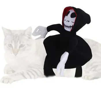 Костюми на духове, за кучета, котки, Костюм, реквизит за cosplay, Костюм Призрачен ездач на Хелоуин, Забавен костюм в седлото За котки Изображение