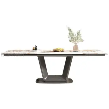 Лесен луксозен Модерен многофункционален маса за хранене с ярка шиферной плота, Правоъгълна кухненска маса за малък апартамент Изображение