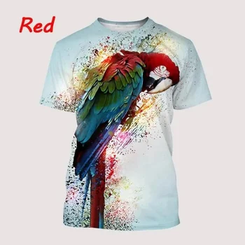 Летни Модни тениски със собствени животни, Папагал, Пъстри Цветя, Птици, Мъжки и Дамски тениски с 3D принтом Изображение