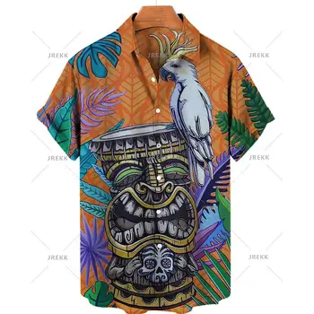 Летни Мъжки Хавайски 3d Ризи Размер XXS-6XL, Градинска Дрехи с Къс Ръкав, Негабаритная Мъжка Блуза Camisa с Флорални Принтом в Ретро стил Изображение