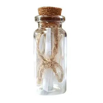 Малки корк стъклени буркани, декоративна бутилка, буркан с дървена запушалка, висококачествена стъклена бутилка за съхранение на покани за парти Изображение