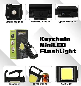 Мини фенерче с ключ, джобна лампа, Удобни Аксесоари за улицата, Риболовни принадлежности, Умение, Защита от корозия, многоцелеви Изображение