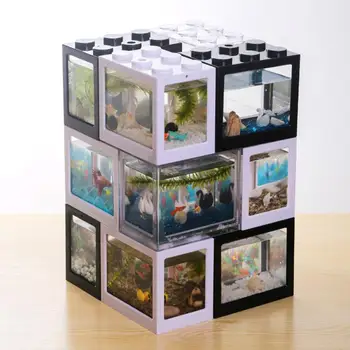 Многоцветен Аквариумный Аквариум Подарък Штабелируемый Градивен елемент на Риба Fish Cages Декоративен Мини Аквариум Риба Fish Box Аксесоари Изображение
