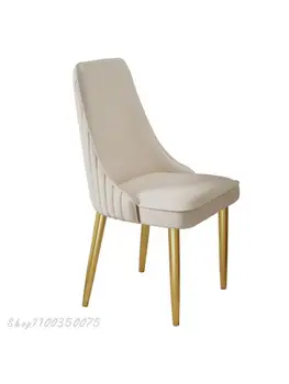 Модерен Лек Луксозен стол за Хранене Проста маса за Хранене с кожена облегалка от неръждаема стомана, Домашен Чист Червен стол за грим, Хотелски стол Изображение