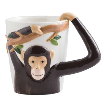 Мультяшная Скъпа кафеена чаша с пари, 3D Керамична чаша във формата на животно, чаши за Кафе, Чаша за закуска, Чаша за чай с мляко, Чаша за вода, Посуда за напитки Изображение