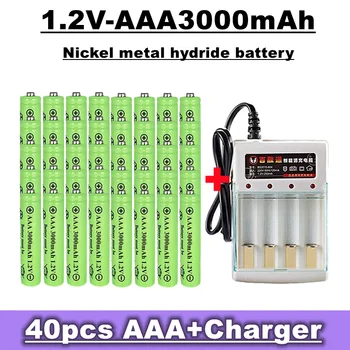 Нова акумулаторна батерия AAA, изработени от никел-металлогидридного сплав, от 1,2 До 3000 mah, подходяща за детски играчки, будилници, MP3 и т.н. + зарядно устройство Изображение