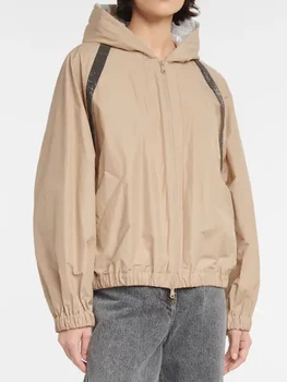 Нови дамски якета с качулка на Марката B * C, однотонная Ежедневни Тънка ветровка, Дамски палта, Спокойни и стилни, висококачествени Изображение
