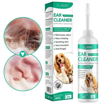 Препарат за измиване на ушите на кучета, разтвор за почистване на ушите на домашни любимци, 120 мл, Нежна Дезодорирующая почистване, промиване на ушите, Не причинява раздразнения, успокоява, мие ушите на кучета Изображение