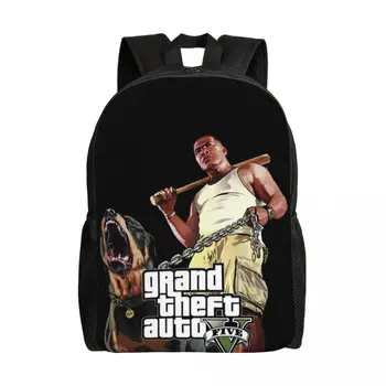 Раница за лаптоп Grand Theft Auto, женски Мъжки модерен раница за студенти, чанти за приключенски игри GTA Изображение