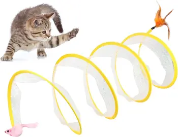 Сгъваем Котешки тунел S-образни Котешки тунел, пролетно играчка, миши тунел с топки и извилинами, Улични играчки за котки, интерактивни играчки за коте Изображение