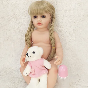 Силиконовата Кукла-Реборн за малки Момичета, Скъпа Красива Реалистична Кукла-Новородено Принцеса, играчка подарък за малки момчета 55 см 22 Инча Изображение