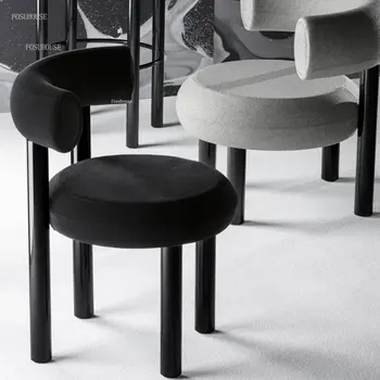 Трапезни столове от скандинавски тъкан, Модерна маса за хранене, стол с обикновен стол за кухненски мебели, стол за грим в спалнята, креативни дизайнерски столове Изображение