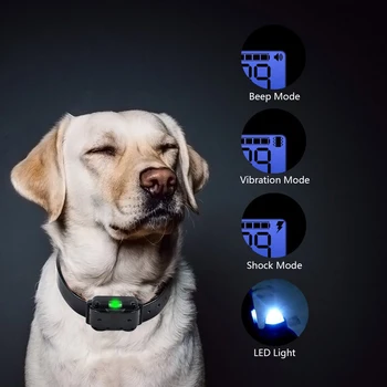 Ултразвукова ограничител на лай с LCD дисплей, устройство за контрол на лай на куче, Акумулаторна батерия Регулируемо ниво на удар, вибрации, за кученце Изображение