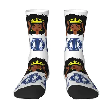 Чорапи с принтом Zeta Phi Beta в кавайном стил за Мъже и Жени, Разтеглив Летни Есенно-зимни чорапи за екипажа Изображение