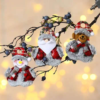 1БР Снежен човек Украшение Коледни подаръци Играчки Окачване Плат Виси Коледно Дърво за Украса Весела Коледа Дядо Коледа пъстри Изображение