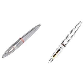 2 комплекта писалки с взетия диаметър 0,5 mm, прозрачна дръжка голям капацитет, офис и ученически принадлежности, розово злато и сив Изображение