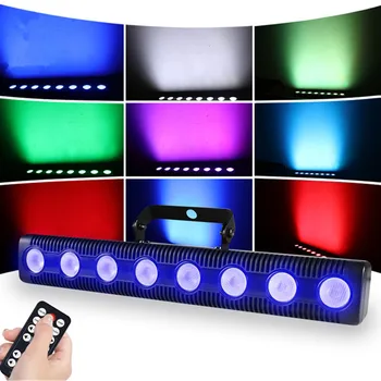 8 LED RGBW 4В1 DMX, с монтиран на стената Лампа За Измиване на DJ, Дискотеки, Вечерни, Панорамен Светлинен Ефект за Танцово Бара, Празничен Сватбен Коледен Декор за Хелоуин Изображение