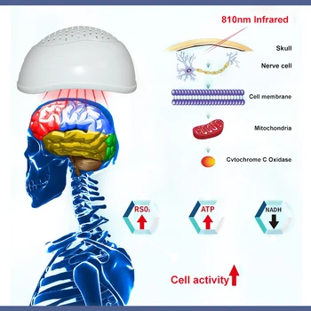 810 нм Физиотерапевтический Фотобиомодулирующий Каска за мозъка, устройството за светлинна терапия за лечение на Инсулт, Led инфрачервена терапия Parkinsons Изображение